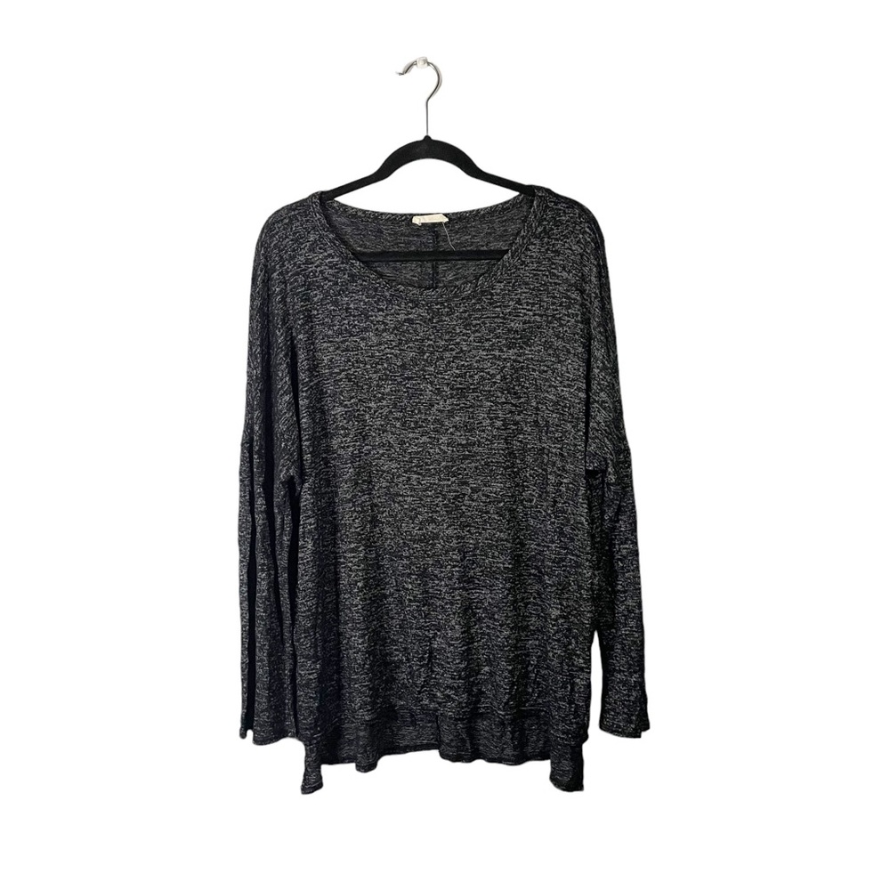 Prospect Blvd Heather Grey Black Stretchy Knit Long Sleeve Flowy Blouse Size 2X